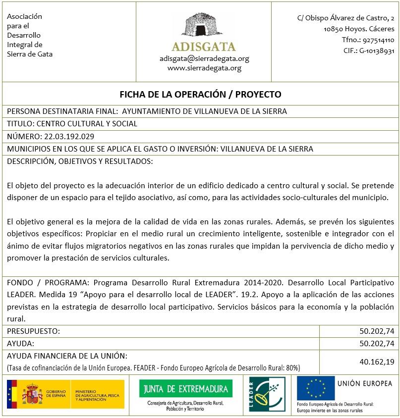 Subvención Leader DLP - Adecuación interior de un edificio dedicado a centro cultural y social.